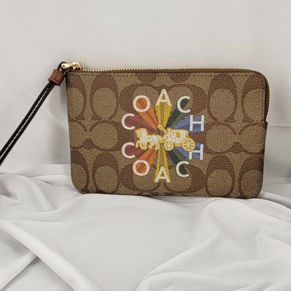 Coach Zip Wristlet w/ Radial Rainbow print - Picture 2 of 5